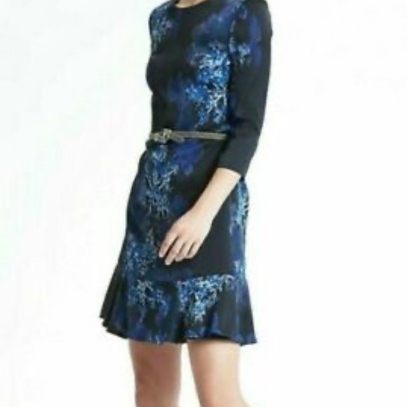 Banana Republic Blue Fit N Flare Dress 8 - Picture 2 of 11